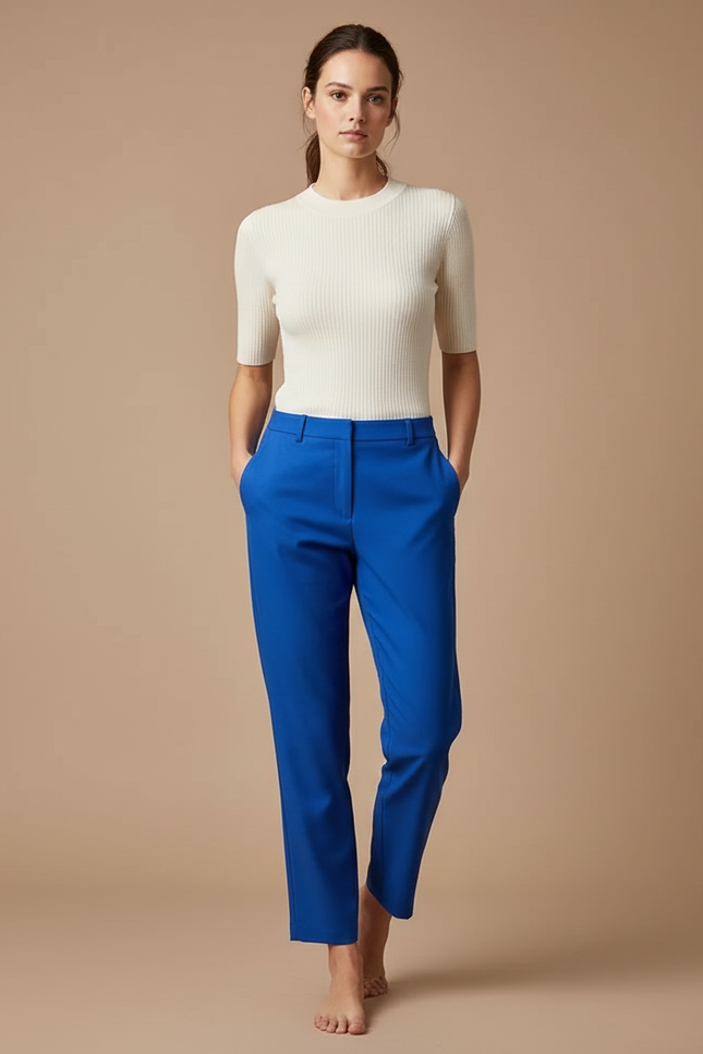 Pantalon Chino Femme Bleu Electrique - Polyester