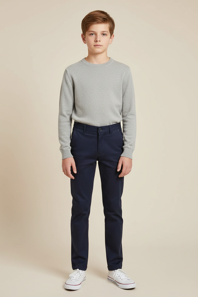 Pantalon Chino Bleu Marine Slim Coton Enfant