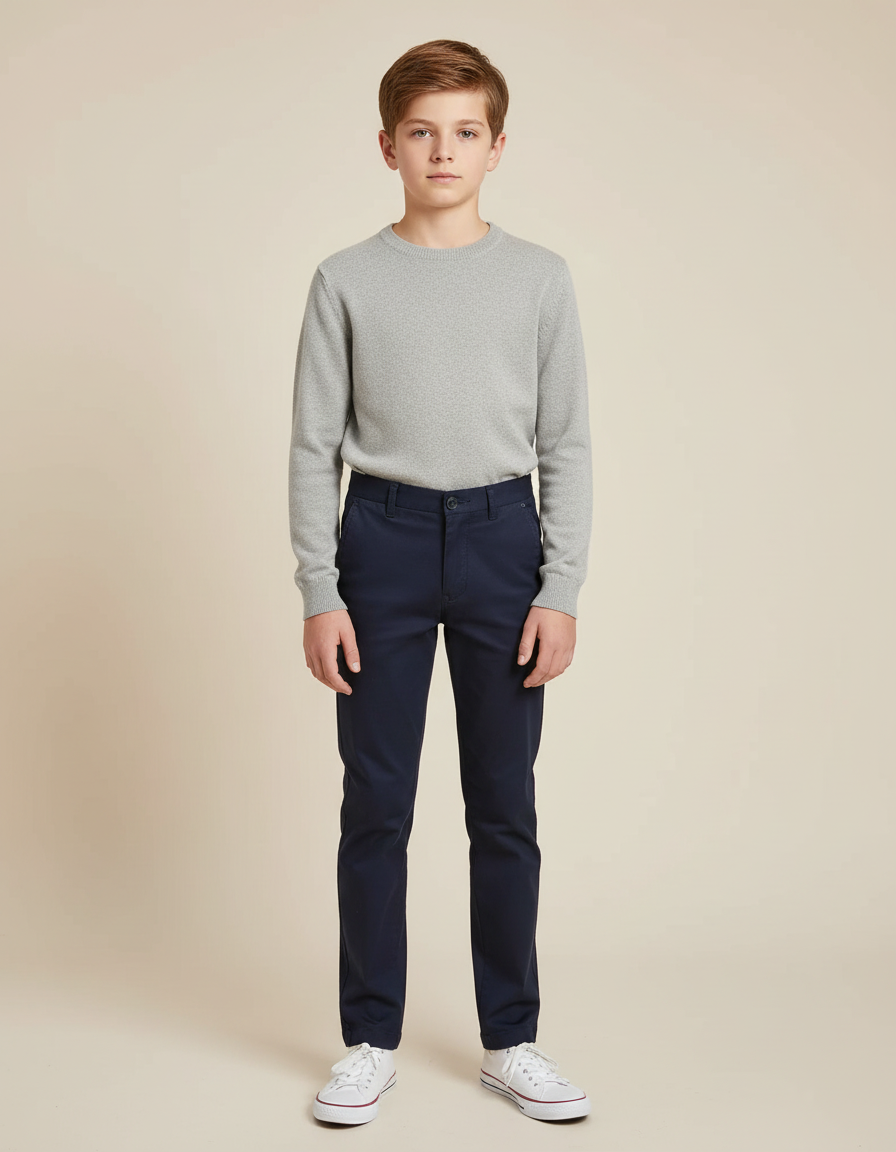 Pantalon Chino Bleu Marine Slim Coton Enfant