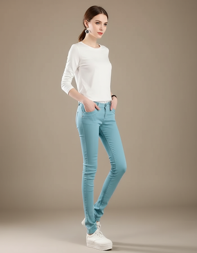 Pantalon Chino Femme Bleu Clair