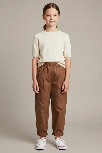 Pantalon Chino Marron Ample Coton Enfant