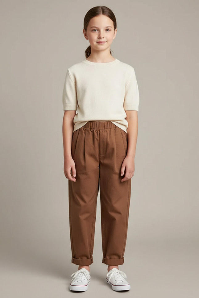 Pantalon Chino Marron Ample Coton Enfant