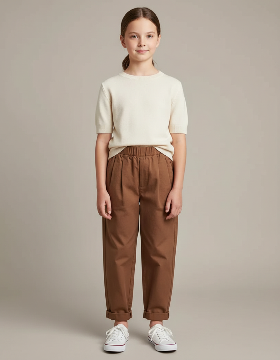 Pantalon Chino Marron Ample Coton Enfant