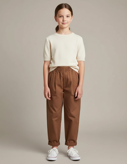 Pantalon Chino Marron Ample Coton Enfant