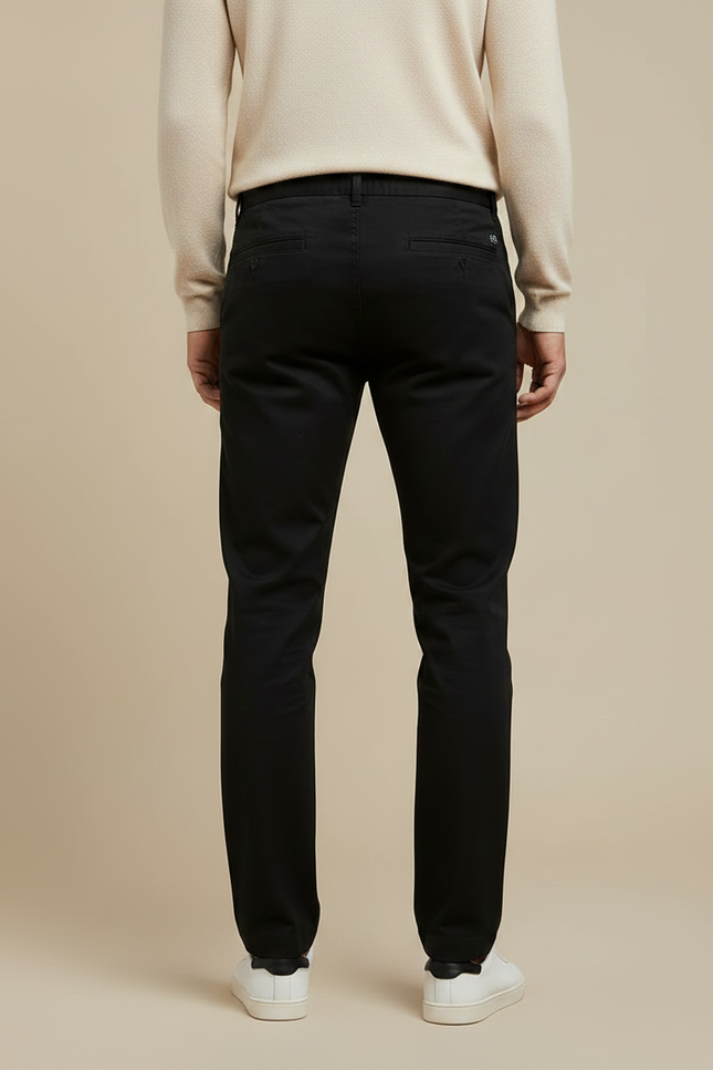 Pantalon Chino Noir Coton Fuselé Confortable Élégant Homme - vue 2