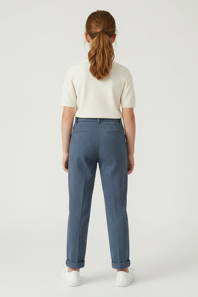 Pantalon Chino Bleu Marine Laine Chevron Droit Enfant - vue 2