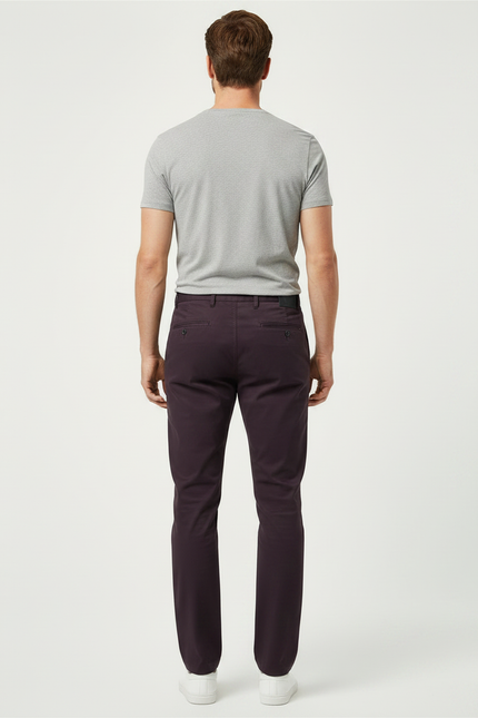 Pantalon Chino Bordeaux Coton Stretch Homme Élégant - vue 2