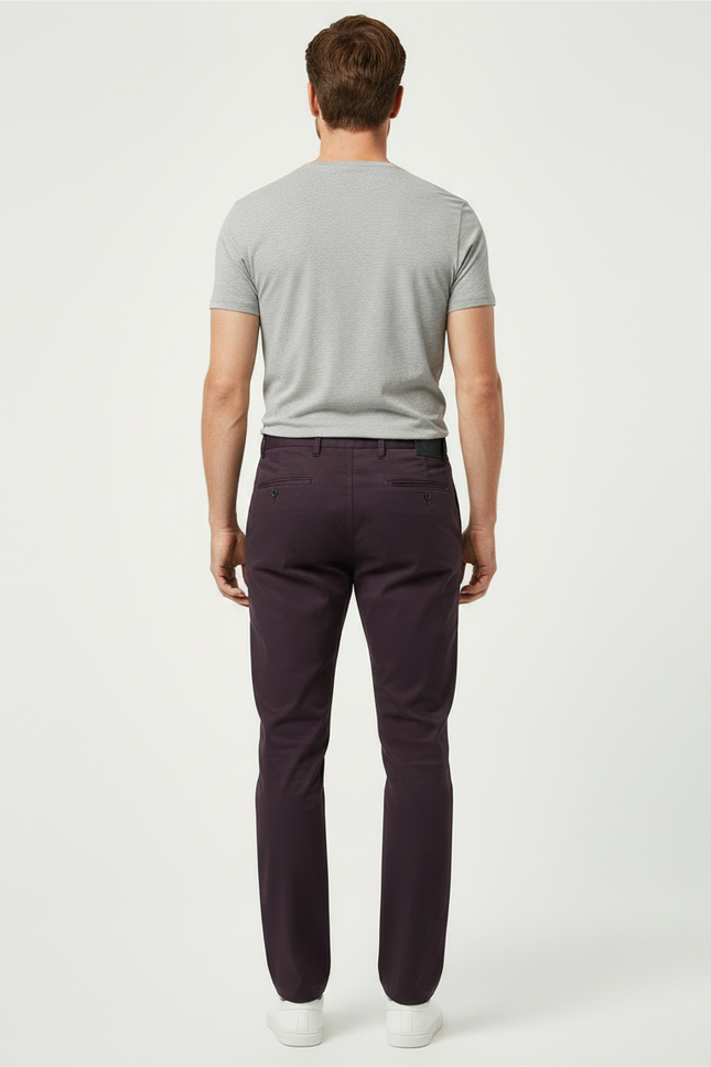 Pantalon Chino Bordeaux Coton Stretch Homme Élégant - vue 2
