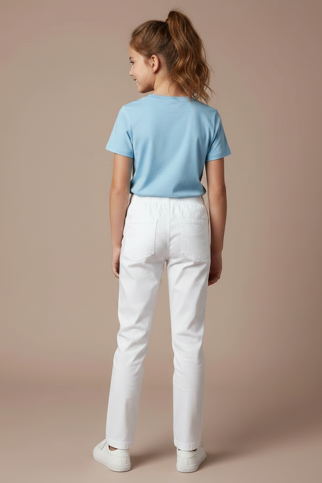 Pantalon Chino Blanc Coton Droit Enfant Décontracté - vue 2