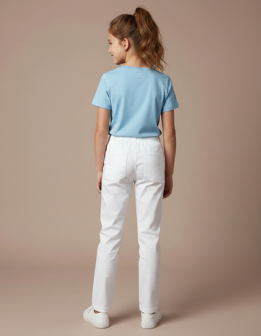 Pantalon Chino Blanc Coton Droit Enfant Décontracté - vue 2
