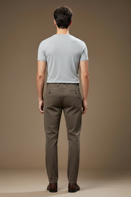 Pantalon Chino Marron Droit Extensible Confortable Homme - Gabardine - vue 2