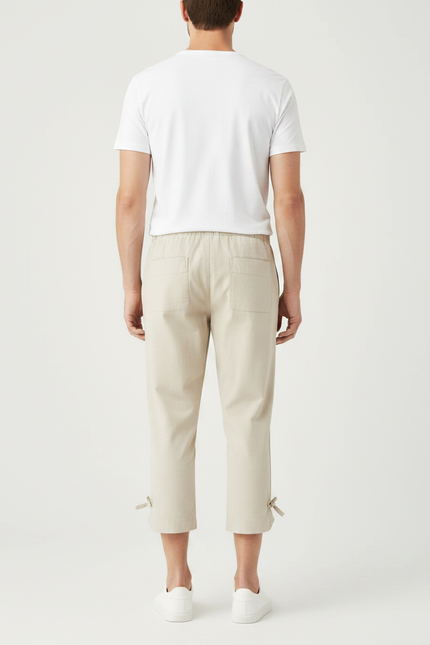Pantalon Chino Beige Coton Décontracté Cordon Cheville - vue 2