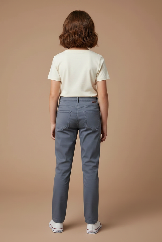 Pantalon Chino Gris Coton Droit Classique Enfant - vue 2