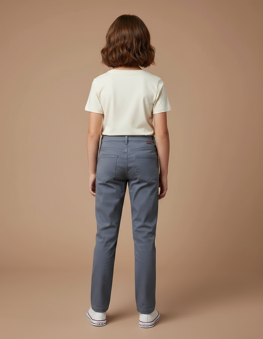 Pantalon Chino Gris Coton Droit Classique Enfant - vue 2