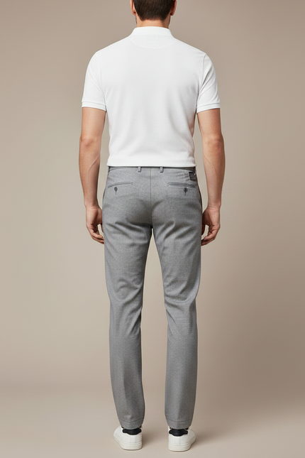 Pantalon Chino Gris Slim Micro-Motif Décontracté Homme - Polyester - vue 2