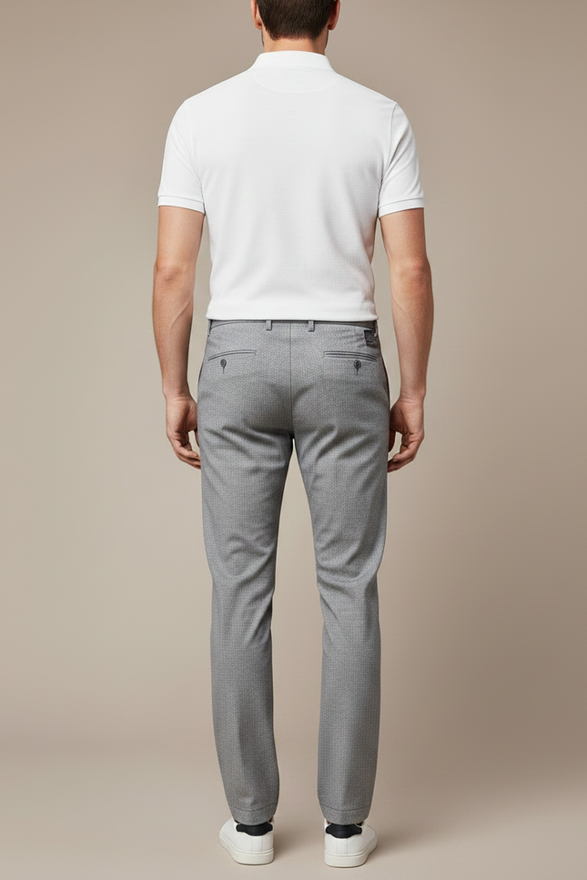 Pantalon Chino Gris Slim Micro-Motif Décontracté Homme - Polyester - vue 2