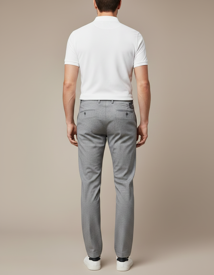Pantalon Chino Gris Slim Micro-Motif Décontracté Homme - Polyester - vue 2