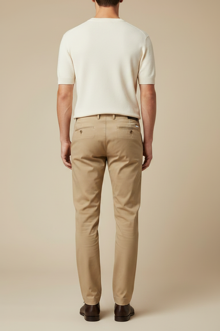Pantalon Chino Beige Coton Droit Classique Homme - vue 2