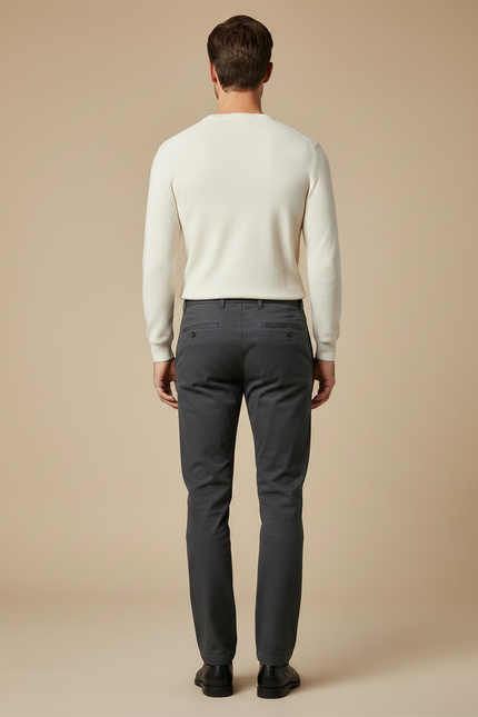 Pantalon Chino Gris Anthracite Slim Coton Élégant Homme - vue 2