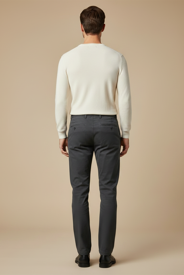 Pantalon Chino Gris Anthracite Slim Coton Élégant Homme - vue 2