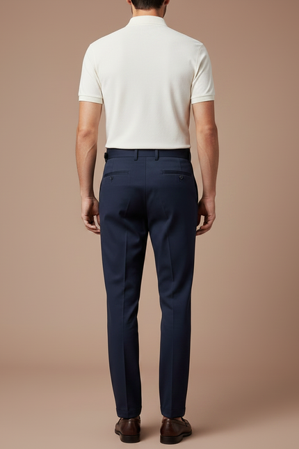 Pantalon Chino Bleu Marine Ajusté Élégant Homme - Gabardine - vue 2