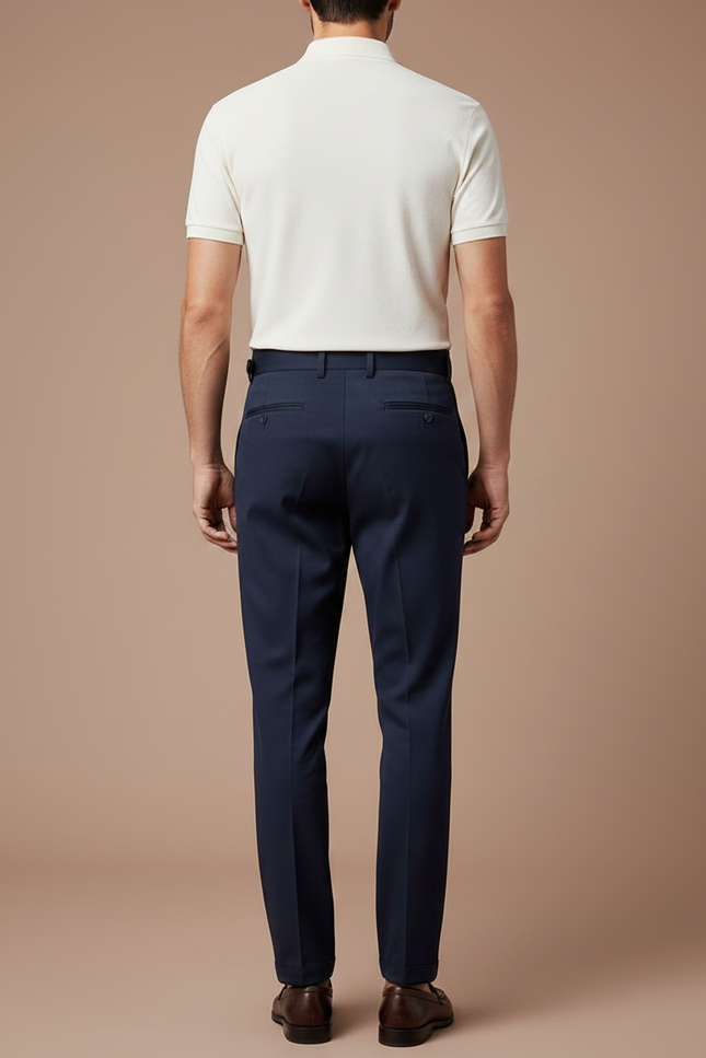 Pantalon Chino Bleu Marine Ajusté Élégant Homme - Gabardine - vue 2