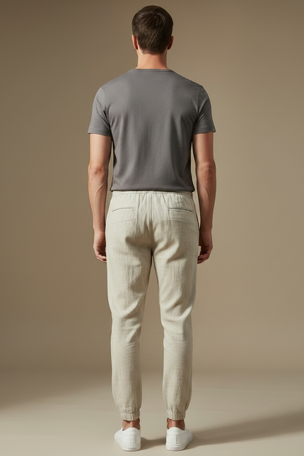 Pantalon Chino Lin Beige Cordon Décontracté Homme - vue 2