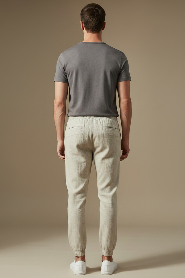 Pantalon Chino Lin Beige Cordon Décontracté Homme - vue 2