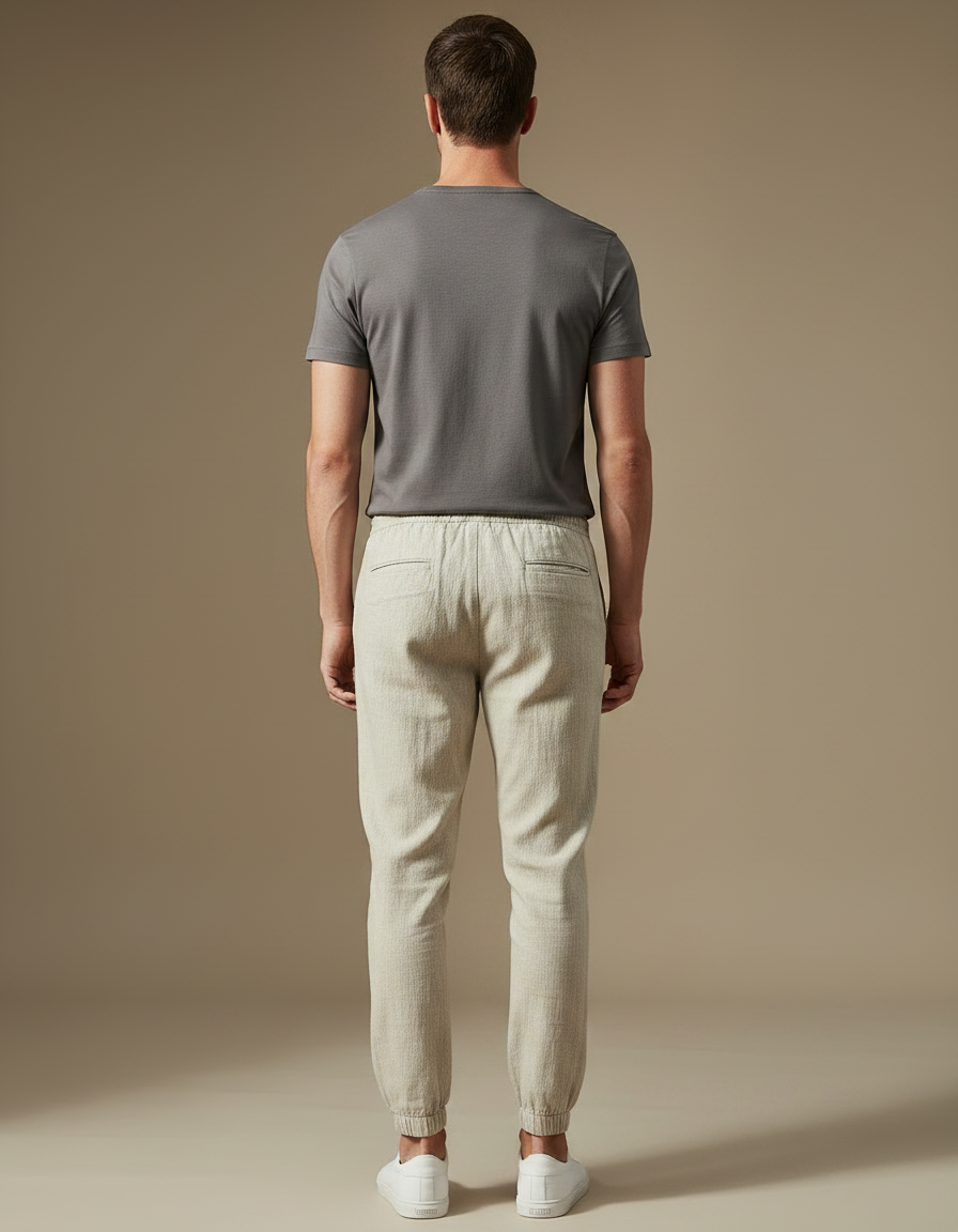 Pantalon Chino Lin Beige Cordon Décontracté Homme - vue 2