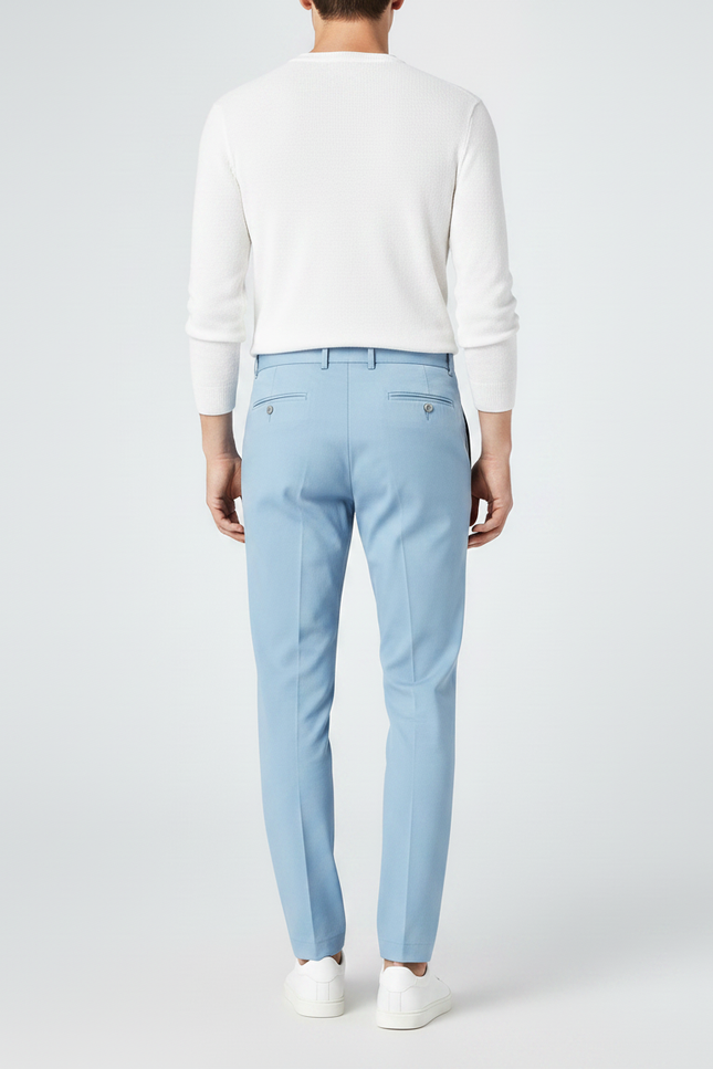 Pantalon Chino Bleu Ciel Plissé Slim Élégant Homme - Gabardine - vue 2