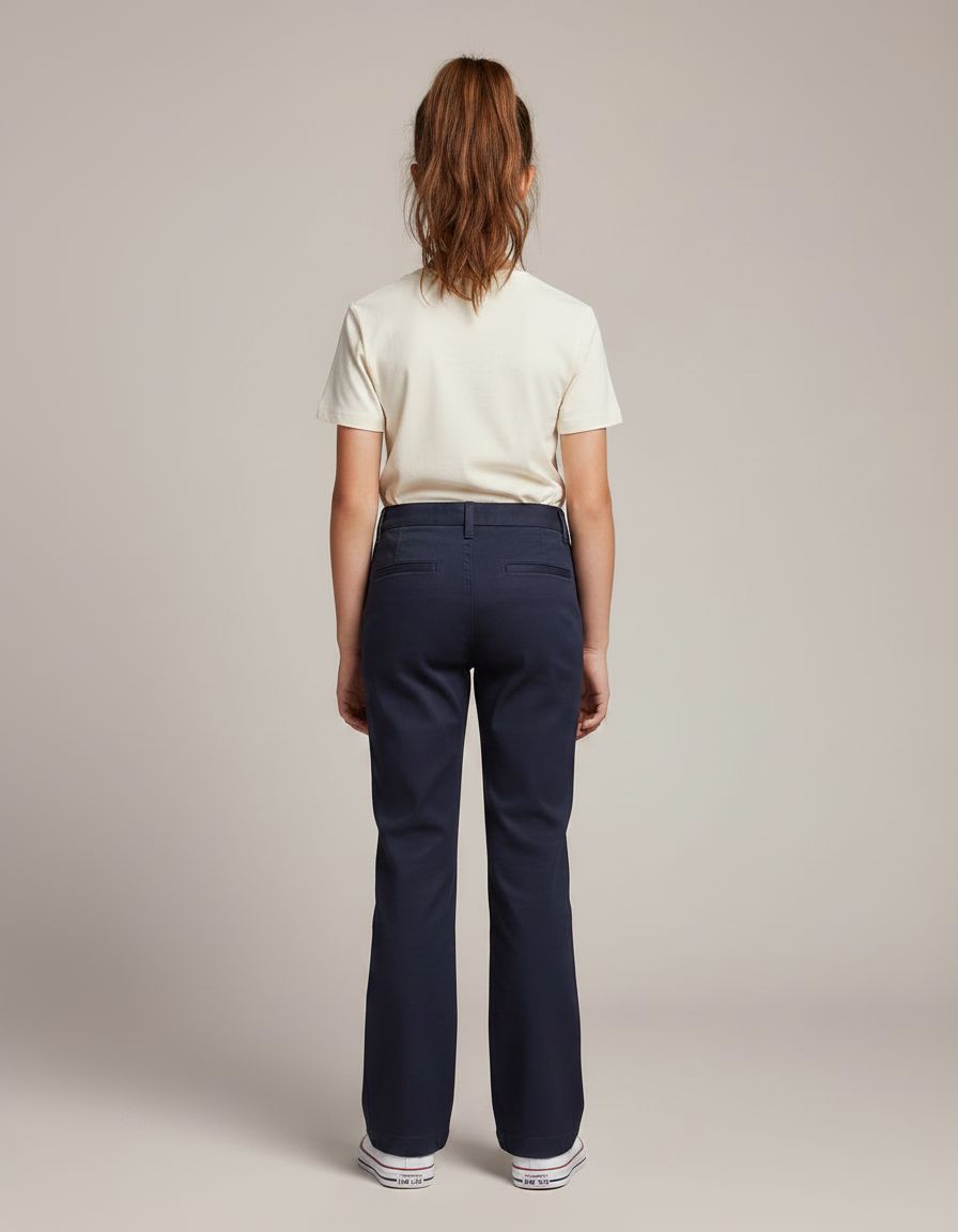 Pantalon Chino Marine Coupe Droite Enfant Décontracté Coton - vue 2