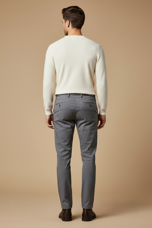 Pantalon Chino Gris Slim Coton Homme Élégant - vue 2