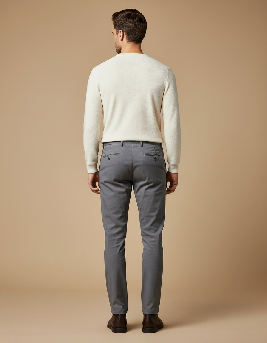Pantalon Chino Gris Slim Coton Homme Élégant - vue 2