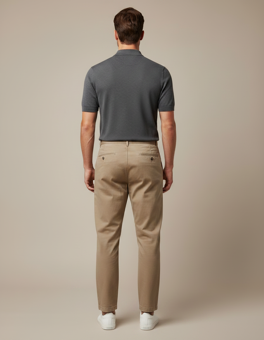 Pantalon Chino Relaxed - Beige Coton - vue 2