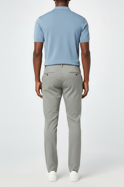 Pantalon Chino Gris Clair Texturé Slim Moderne - Polyester - vue 2