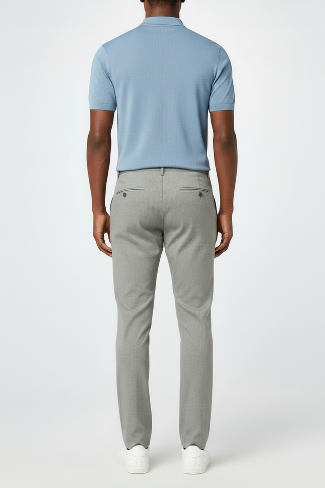 Pantalon Chino Gris Clair Texturé Slim Moderne - Polyester - vue 2