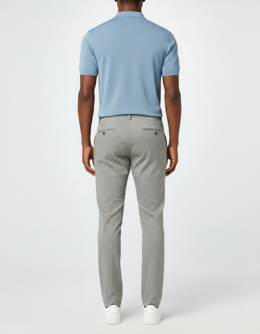Pantalon Chino Gris Clair Texturé Slim Moderne - Polyester - vue 2