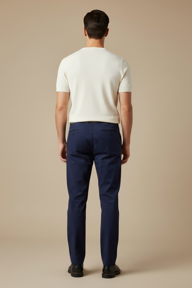 Pantalon Chino Bleu Marine Cordon Décontracté Homme - Gabardine - vue 2