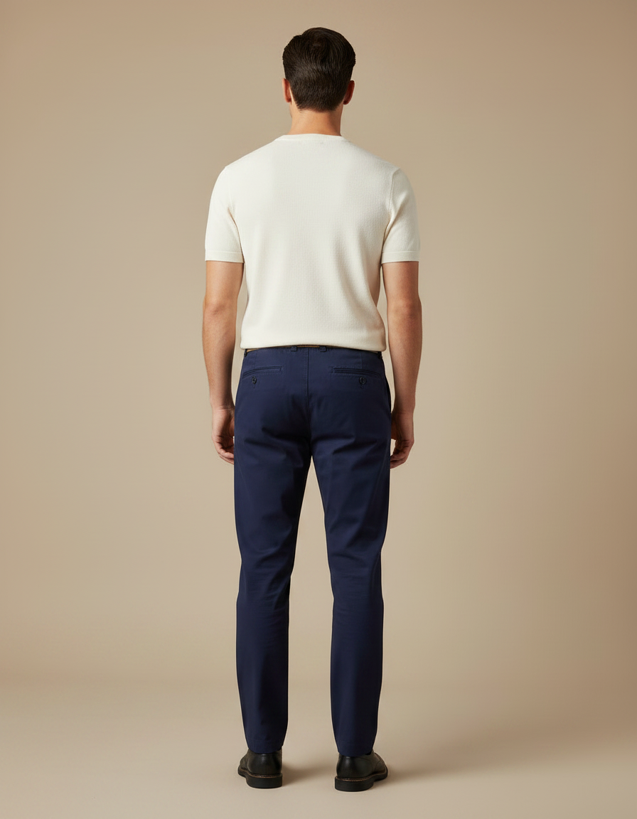 Pantalon Chino Bleu Marine Cordon Décontracté Homme - Gabardine - vue 2