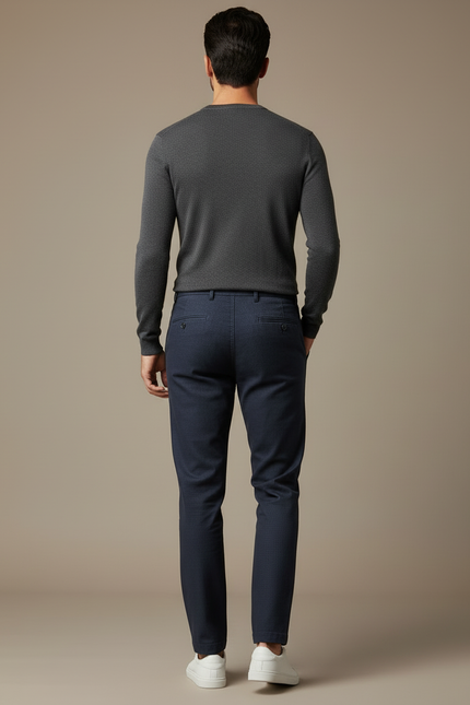 Pantalon Chino Bleu Fonce - Marine Gabardine - vue 2
