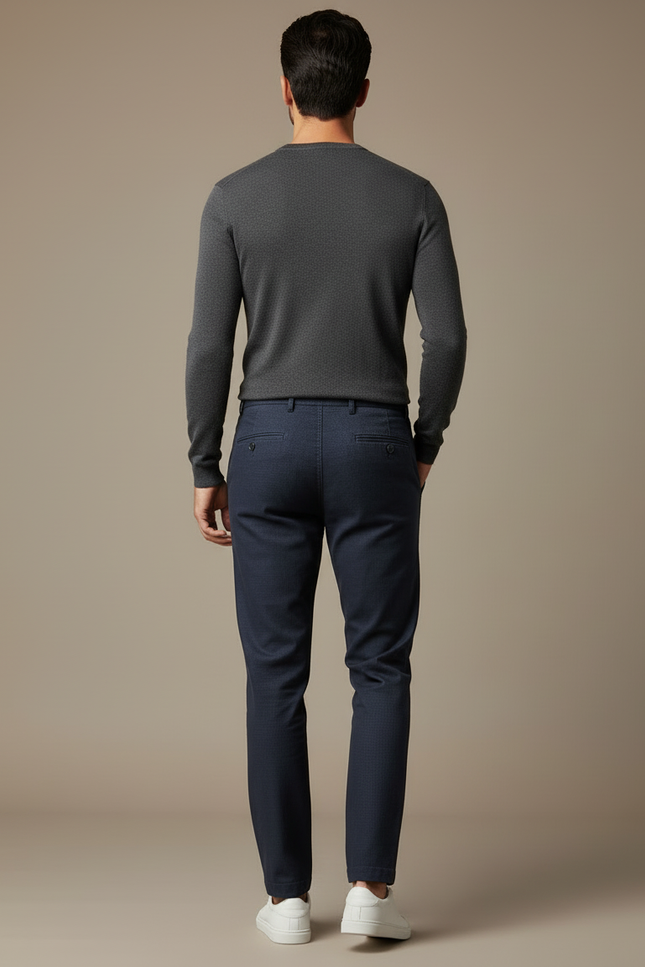 Pantalon Chino Bleu Fonce - Marine Gabardine - vue 2