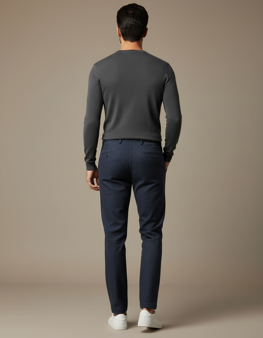 Pantalon Chino Bleu Fonce - Marine Gabardine - vue 2