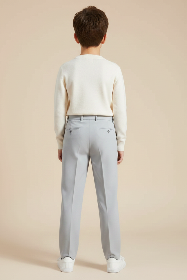 Pantalon Chino Gris Clair Droit Élégant Garçon - Gabardine - vue 2