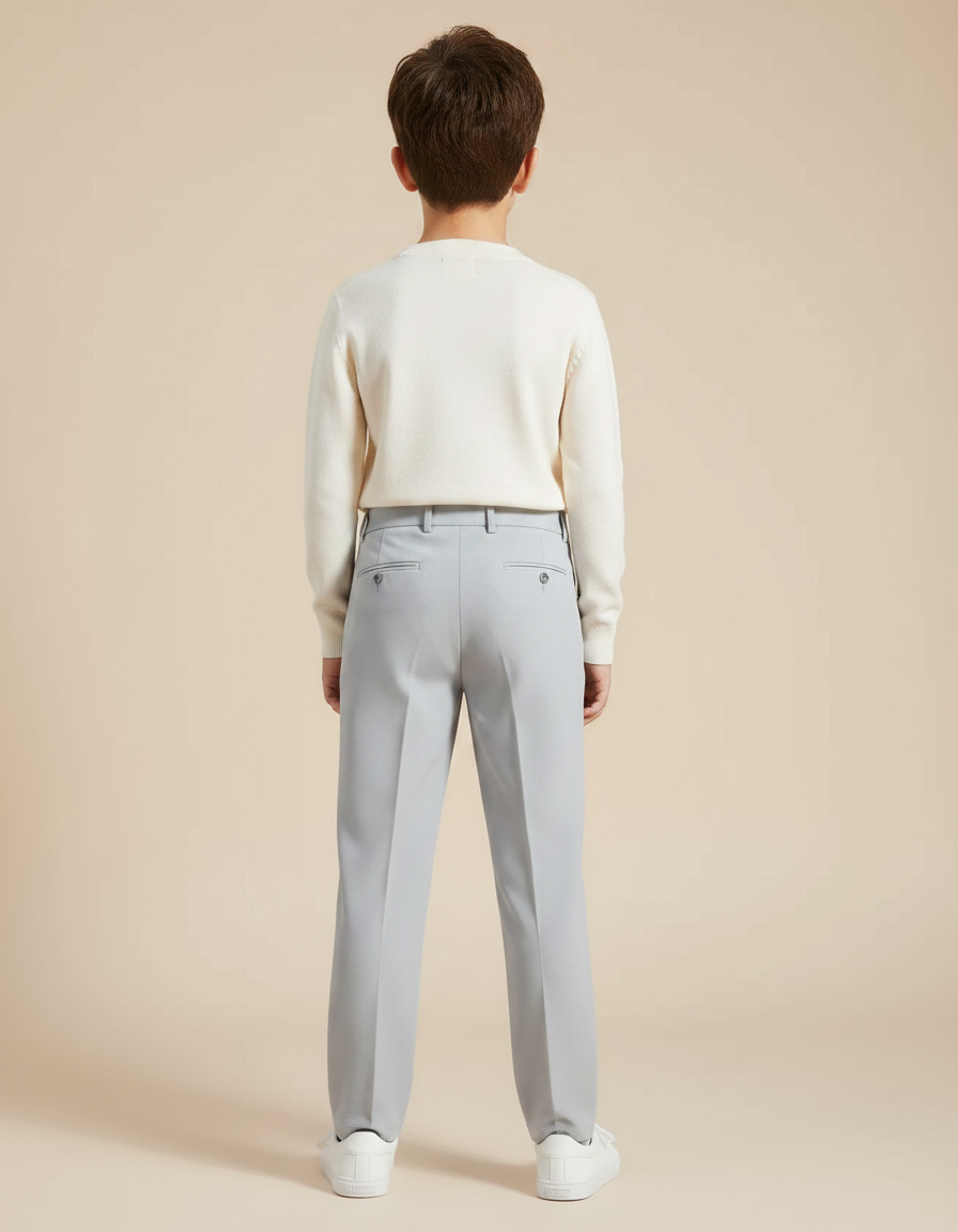 Pantalon Chino Gris Clair Droit Élégant Garçon - Gabardine - vue 2