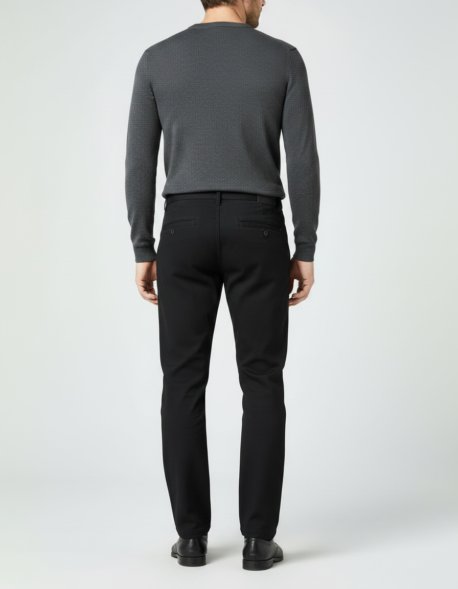 Pantalon Chino Noir Homme Décontracté Confortable Coton - vue 2