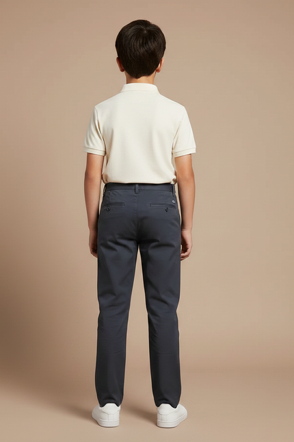 Pantalon Chino Gris Foncé Droit Coton Enfant - vue 2