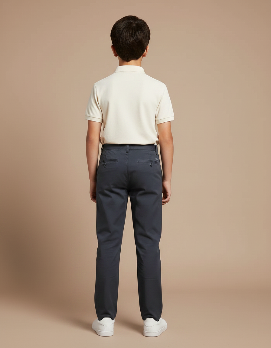 Pantalon Chino Gris Foncé Droit Coton Enfant - vue 2