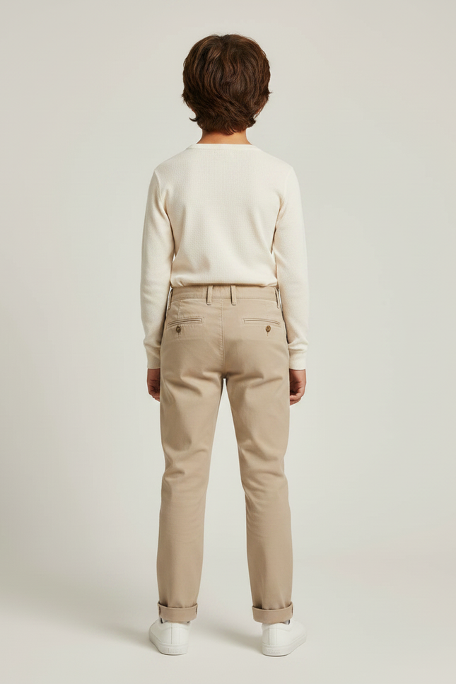 Pantalon Chino Beige Coton Droit Décontracté Garçon - vue 2