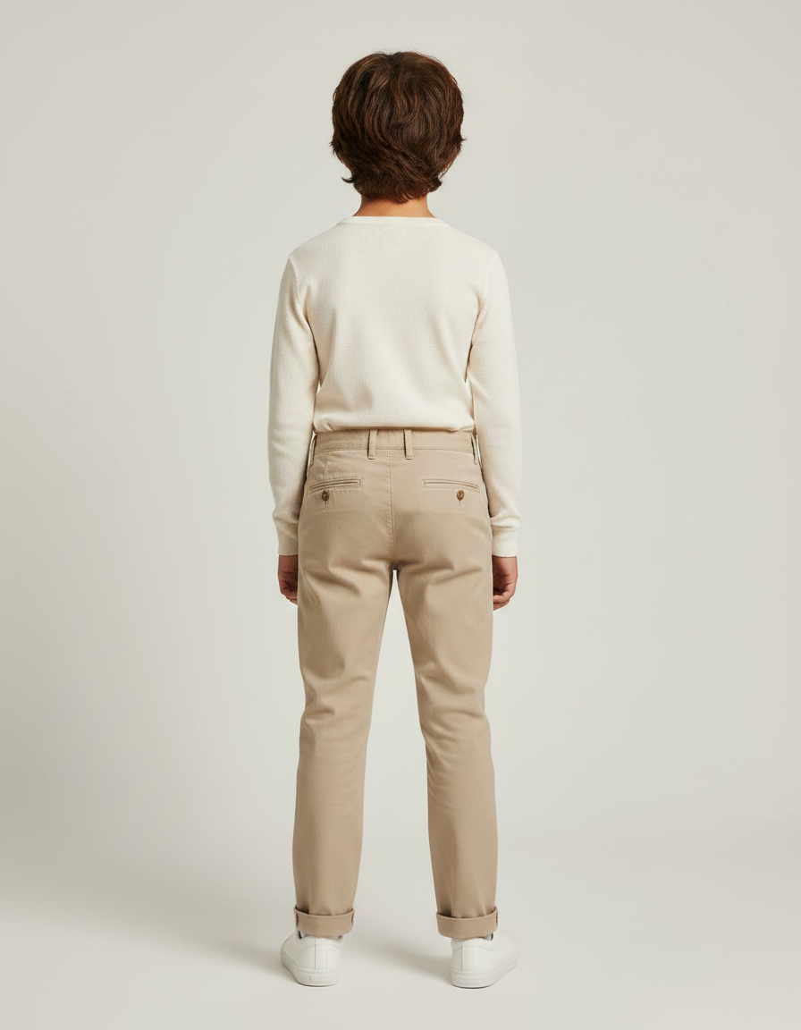 Pantalon Chino Beige Coton Droit Décontracté Garçon - vue 2