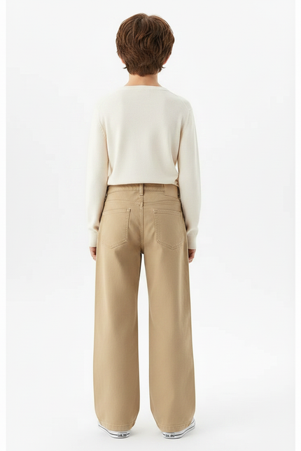 Pantalon Chino Kaki Ample Décontracté Enfant Garçon - Gabardine - vue 2